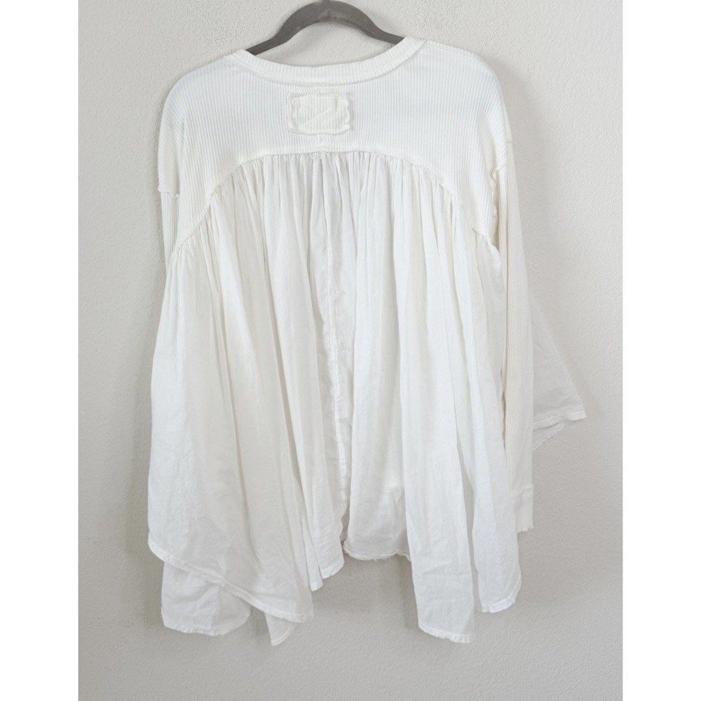 We The Free People The Lyrical Tunic Top White Oversized Boho Hi Low Flowy Sz M - Picture 9 of 9